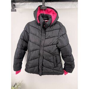 ARIZONA girls' black puffer jacket with a pink lining Size Large